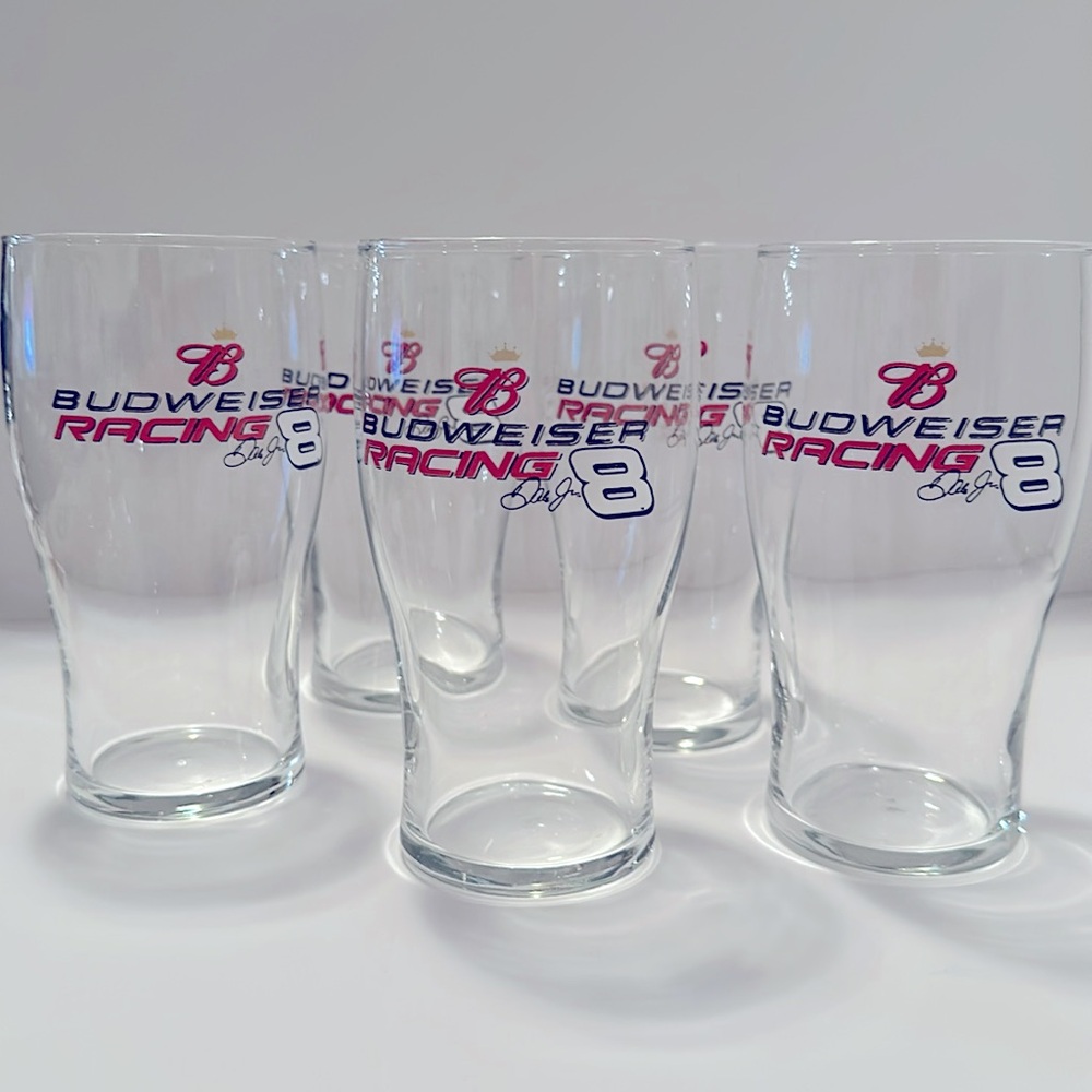 5 Piece Set- 16.9 oz. Budweiser Beer Mugs with Racing #8 Dale Jr.